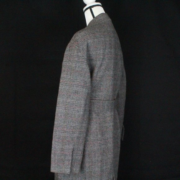 NWT ZARA XS WOOL LAPEL BELTED PATTERNED HERRINGBONE LONG COAT - Picture 5 of 12